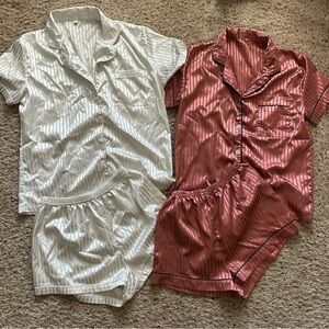 Women's Sleepwear Satin Shirt and Shorts Pajama Set Size Medium sleepwear Bundle